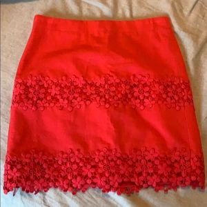 Red J. CREW 00 tailored mini skirt